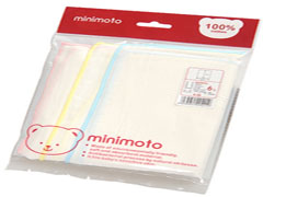 Minimoto S 纱布方巾6's 白色（30x30cm）YA0410